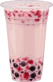 A cup of berry boba tea