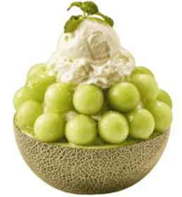 A bowl of melon shaved ice